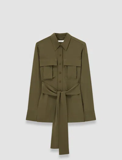 Joseph Yas Crepe De Soie Silk Shirt In Green