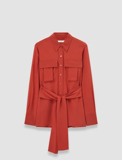 Joseph Yas Crepe De Soie Silk Shirt In Red