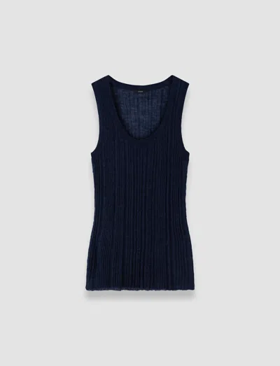 Joseph Ycaza Sheer Wool Rib Vest In Blue