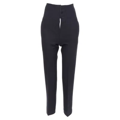 Joseph Yoyo Wool Blend Crepe Pinstripe High Waisted Pants In Blue