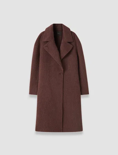 Joseph Yves Brushed Double Face Alpaca Coat In Brown