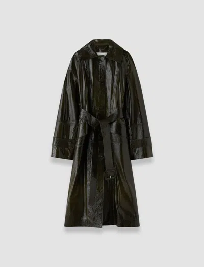 Joseph Zahia Textured Patent Leather Coat In Green