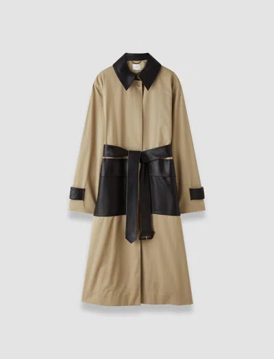 Joseph Zaman Cotton Leather Trench Coat In Neutral