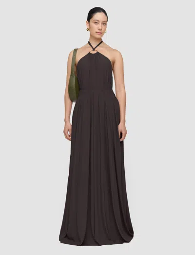 Joseph Zuzi Silk Blend Crepe Dress In Brown