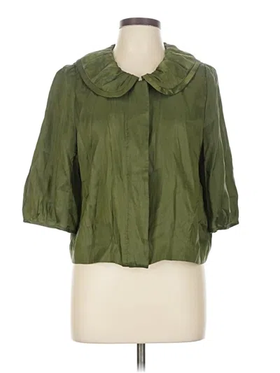Pre-owned Josephine Chaus 3/4 Sleeve Button Down Shirt In Green
