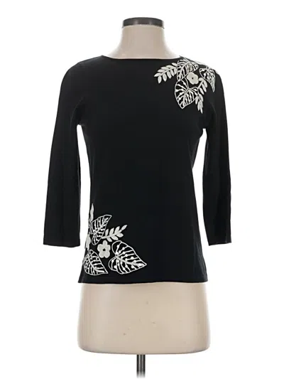Pre-owned Josephine Chaus 3/4 Sleeve Top Black Boatneck Tops
