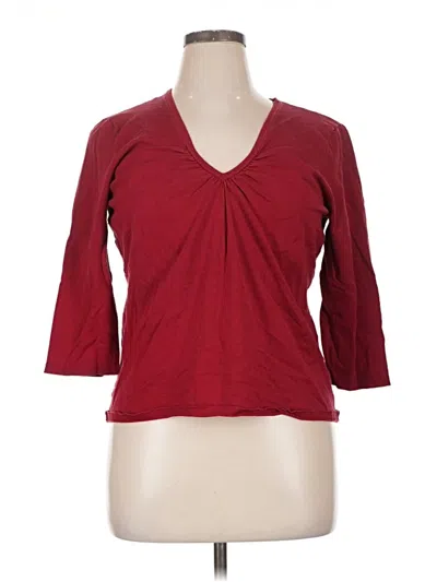 Pre-owned Josephine Chaus 3/4 Sleeve Top Burgundy V-neck Tops