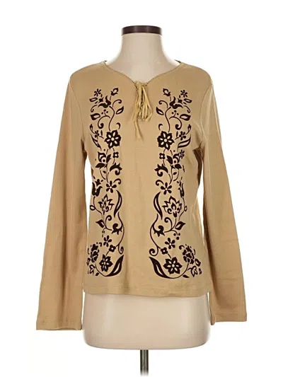 Pre-owned Josephine Chaus Long Sleeve Blouse In Brown