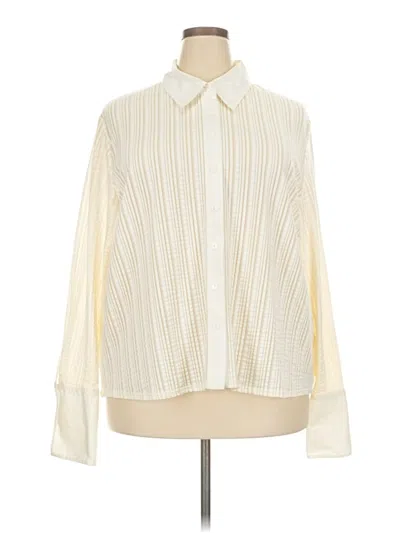 Pre-owned Josephine Chaus Long Sleeve Blouse In White
