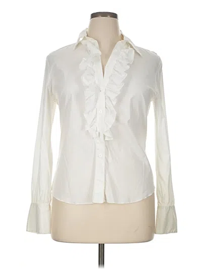 Pre-owned Josephine Chaus Long Sleeve Blouse In White