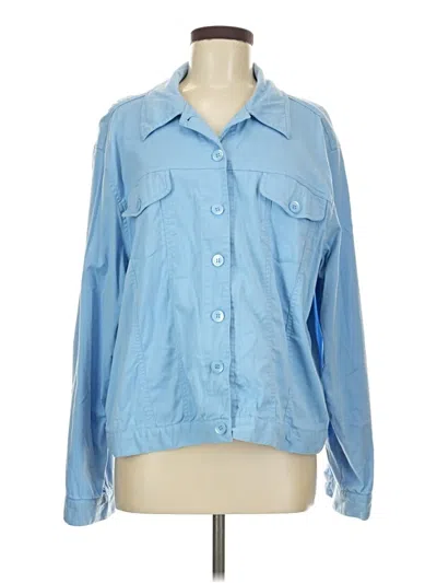 Pre-owned Josephine Chaus Long Sleeve Button Down Shirt In Blue