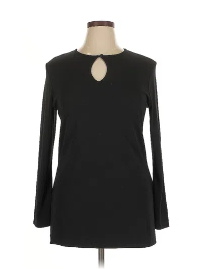 Pre-owned Josephine Chaus Long Sleeve Top Black Keyhole Neckline Tops