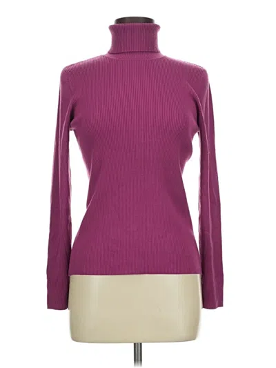 Pre-owned Josephine Chaus Long Sleeve Top Burgundy Turtleneck Tops