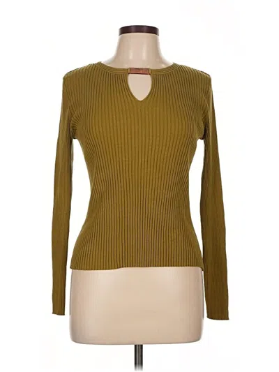 Pre-owned Josephine Chaus Long Sleeve Top Gold Keyhole Neckline Tops