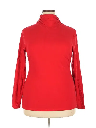 Pre-owned Josephine Chaus Long Sleeve Top Red Turtleneck Tops