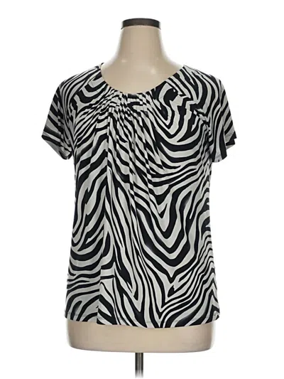 Pre-owned Josephine Chaus Short Sleeve Blouse In White