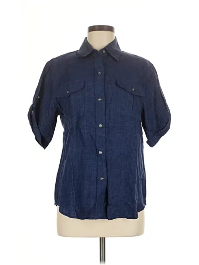 Pre-owned Josephine Chaus Short Sleeve Button Down Shirt In Blue