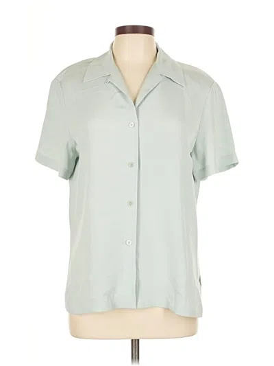 Pre-owned Josephine Chaus Short Sleeve Silk Top Green Open Neckline Tops