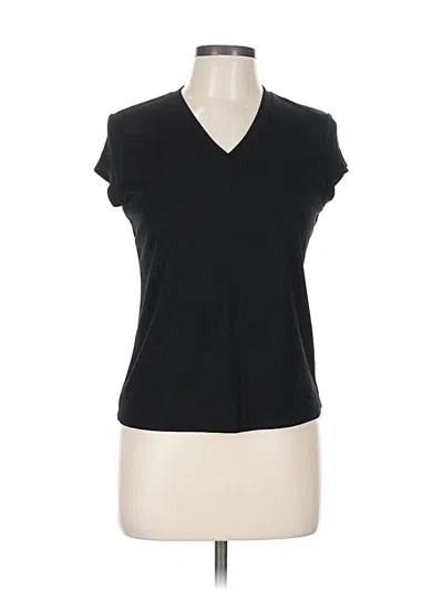 Pre-owned Josephine Chaus Short Sleeve Top Black V Neck Tops