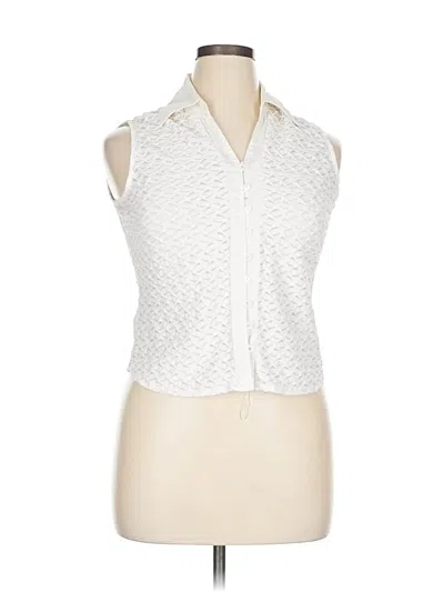 Pre-owned Josephine Chaus Sleeveless Blouse In White