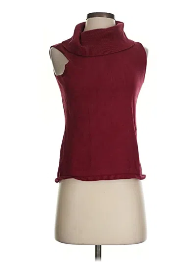 Pre-owned Josephine Chaus Sleeveless Silk Top Burgundy Solid Pattern Cowl Neck Tops