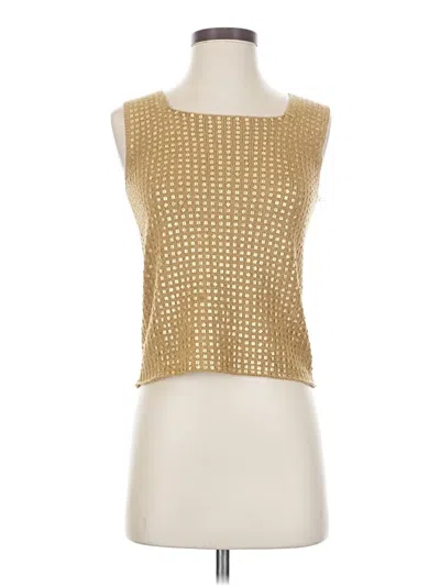 Pre-owned Josephine Chaus Sleeveless Top Gold Square Neckline Tops