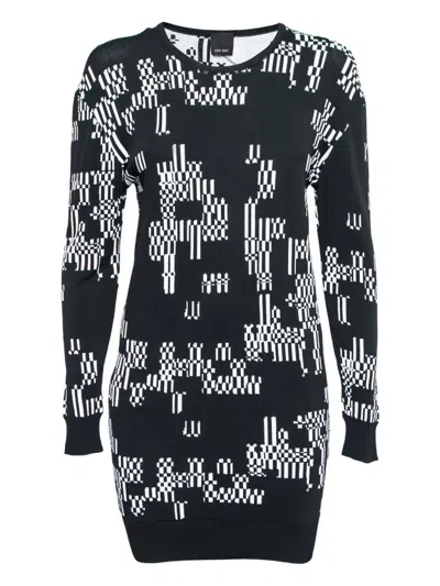 Pre-owned Josh Goot  Patterned Sweater Dress In Black