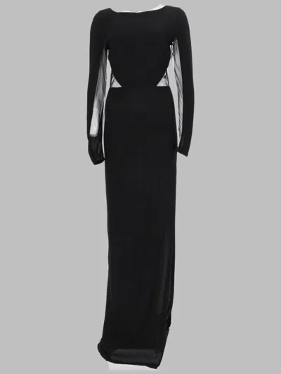 Joshe Abito Lungo Con Inserti In Tulle In Black
