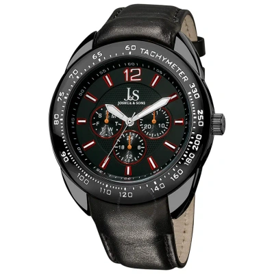 Joshua And Sons Black Dial Black Leather Men's Watch Js-45-bk In Metallic