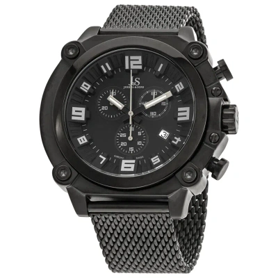 Joshua And Sons Joshua & Sons Chronograph Black Dial Black Ion-plated Mesh Men's Watch Js58bk In Neutral