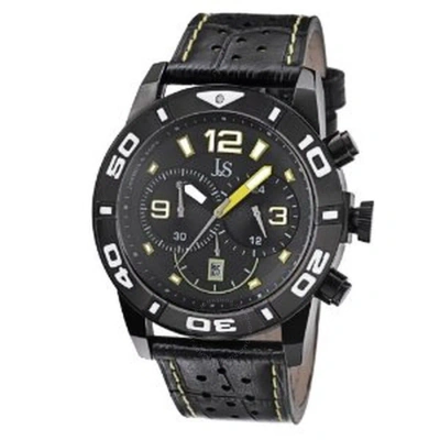 Joshua And Sons Joshua & Sons Chronograph Black Dial Black Leather Men's Watch Js60yl In Black / Yellow