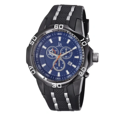 Joshua And Sons Joshua & Sons Chronograph Blue Dial Black Silicone Men's Watch Js50bk