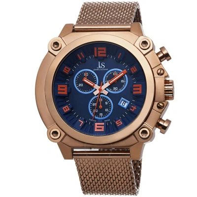 Joshua And Sons Joshua & Sons Chronograph Blue Dial Rose Gold-tone Men's Watch Js58rg In Two Tone  / Blue / Gold / Gold Tone / Rose / Rose Gold / Rose Gold Tone