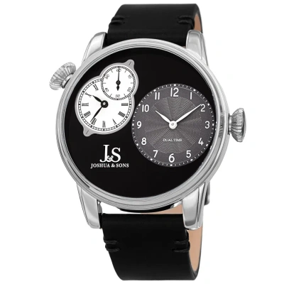 Joshua And Sons Dual Time Quartz Black Dial Men's Watch Jx142ssbk In Black / White
