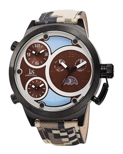 Joshua And Sons Joshua & Sons Men's Canvas Over Leather Watch