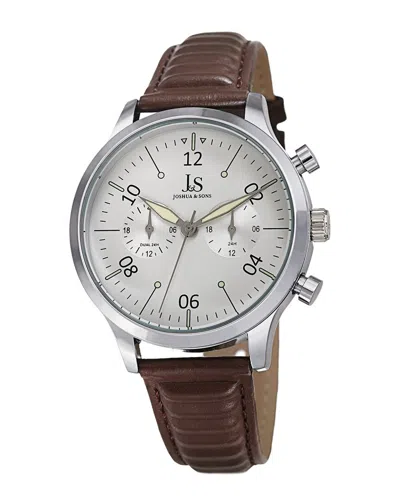 Joshua And Sons Joshua & Sons Men's Grooved Leather Watch