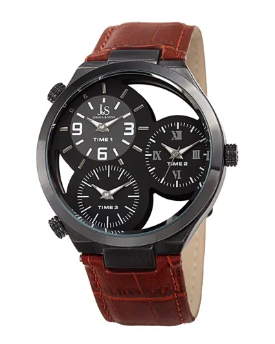 Joshua And Sons Joshua & Sons Men's Leather Watch In Brown
