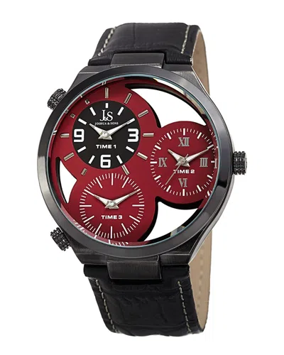 Joshua And Sons Joshua & Sons Men's Leather Watch In Black