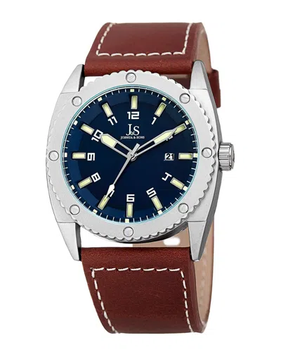 Joshua And Sons Joshua & Sons Men's Leather Watch In Red