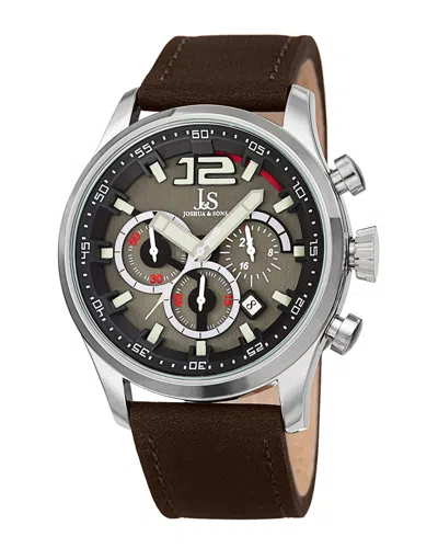 Joshua And Sons Joshua & Sons Men's Leather Watch In Brown