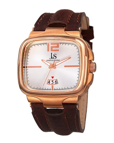 Joshua And Sons Joshua & Sons Men's Leather Watch In Gray