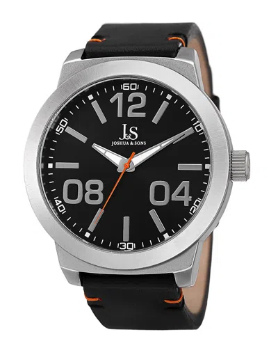 Joshua And Sons Joshua & Sons Men's Leather Watch In Black