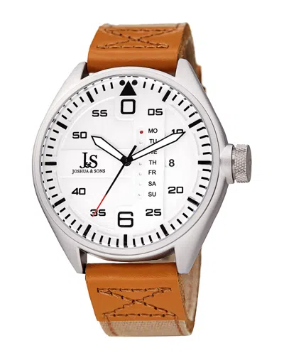 Joshua And Sons Joshua & Sons Men's Leather Watch In Brown