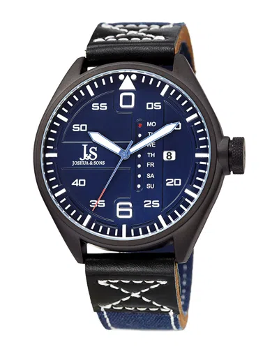 Joshua And Sons Joshua & Sons Men's Leather Watch In Black