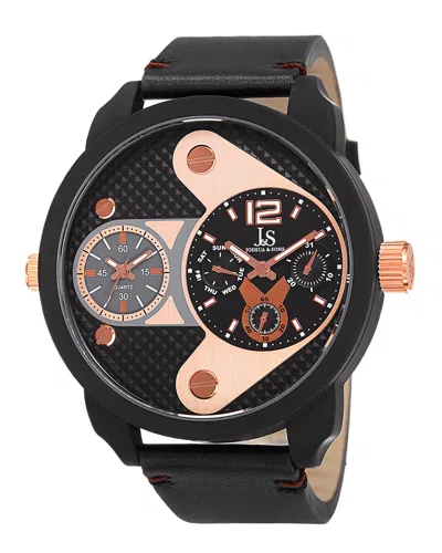 Joshua And Sons Joshua & Sons Men's Leather Watch In Black