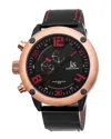 Joshua And Sons Joshua & Sons Multifunction Black Dial Black Leather Men's Watch Js70rg