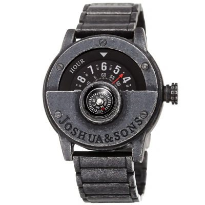 Joshua And Sons Quartz Compass Black Dial Men's Watch Jx139bk
