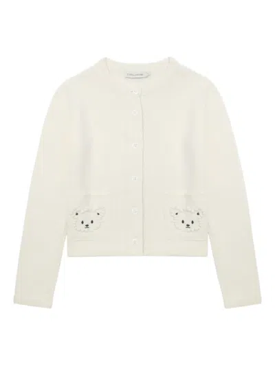Joshua Sanders Bear-embroidered Cardigan In White