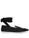 Joshua Sanders Crest Ankle-tie Loafers In Black