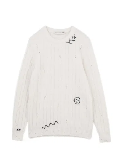 Joshua Sanders Distressed Cable-knit Sweater In White